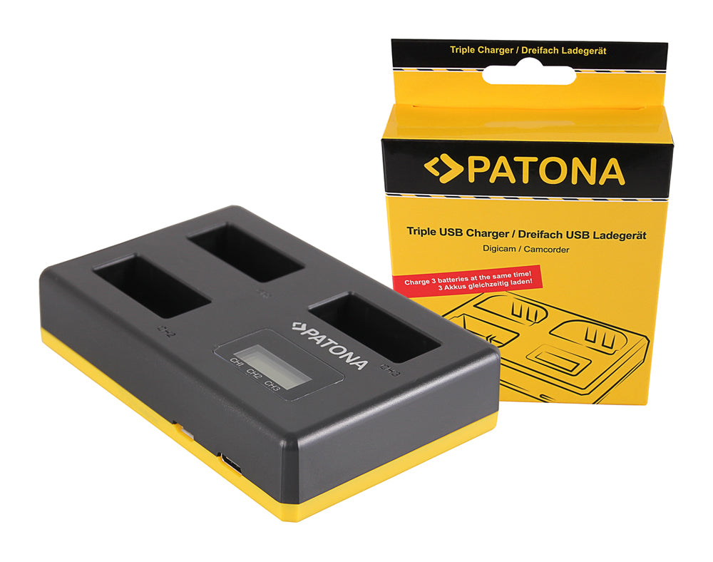 PATONA Triple-Akkulader – für Canon LP-E17 – 3-fach, USB, 8,4 V/0,85 A