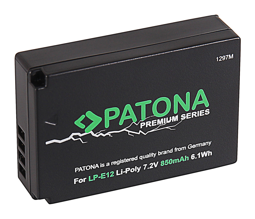 PATONA LP-E12 Akku – 850 mAh, 7,2 V, Lithium-Polymer (LiPo) – für Canon EOS M, EOS M50, EOS M200