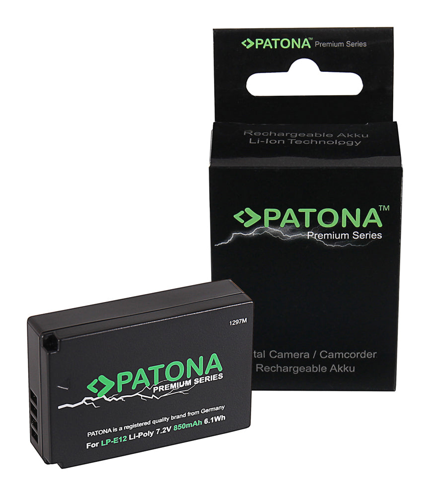 PATONA LP-E12 Akku – 850 mAh, 7,2 V, Lithium-Polymer (LiPo) – für Canon EOS M, EOS M50, EOS M200