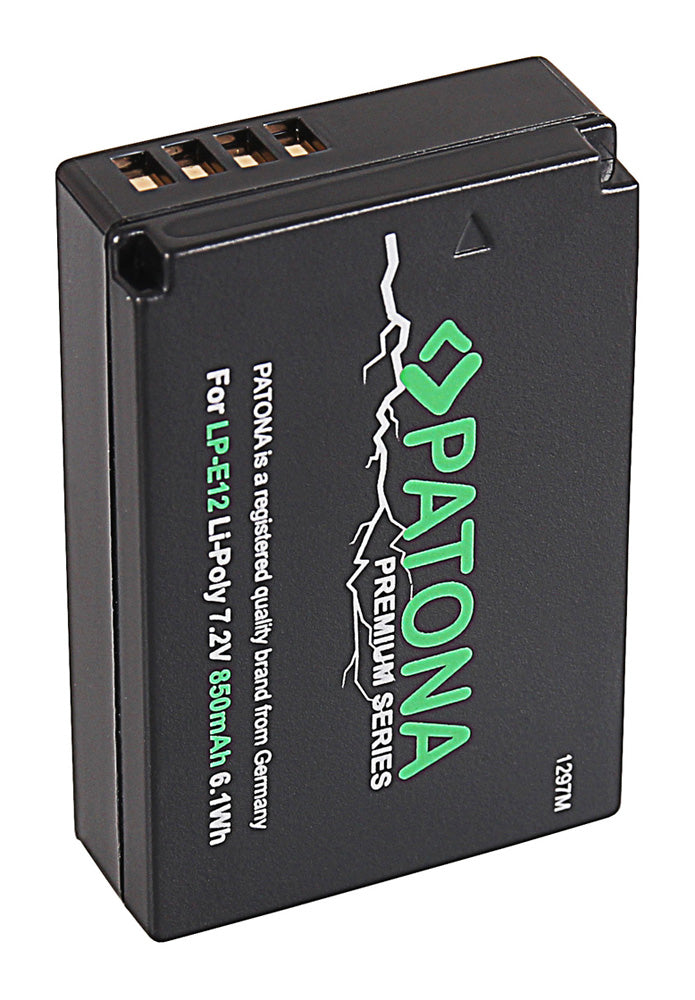 PATONA LP-E12 Akku – 850 mAh, 7,2 V, Lithium-Polymer (LiPo) – für Canon EOS M, EOS M50, EOS M200