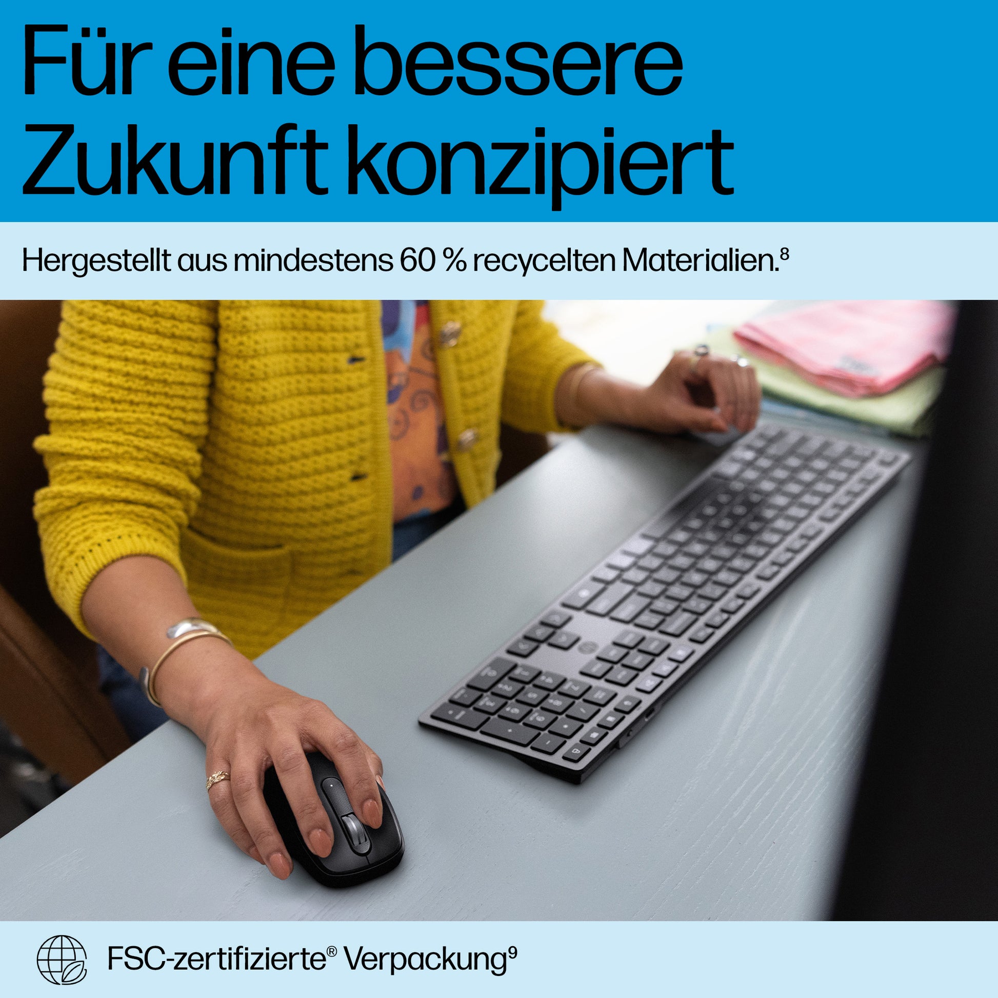 HP 725 – Tastatur – Bluetooth & 2,4 GHz (USB-A Empfänger) – Grau
