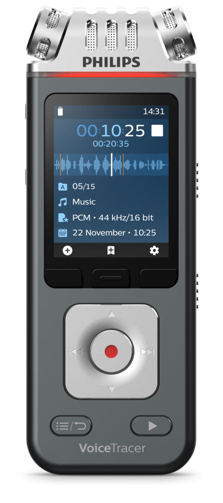Philips VoiceTracer DVT6115 – Digitales Diktiergerät – 8 GB, 36 h – Silber