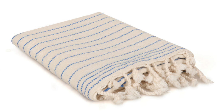 Foutastic Strandtuch – 90 × 185 cm, Blau/Weiss, 100% Baumwolle, 222 g/m²