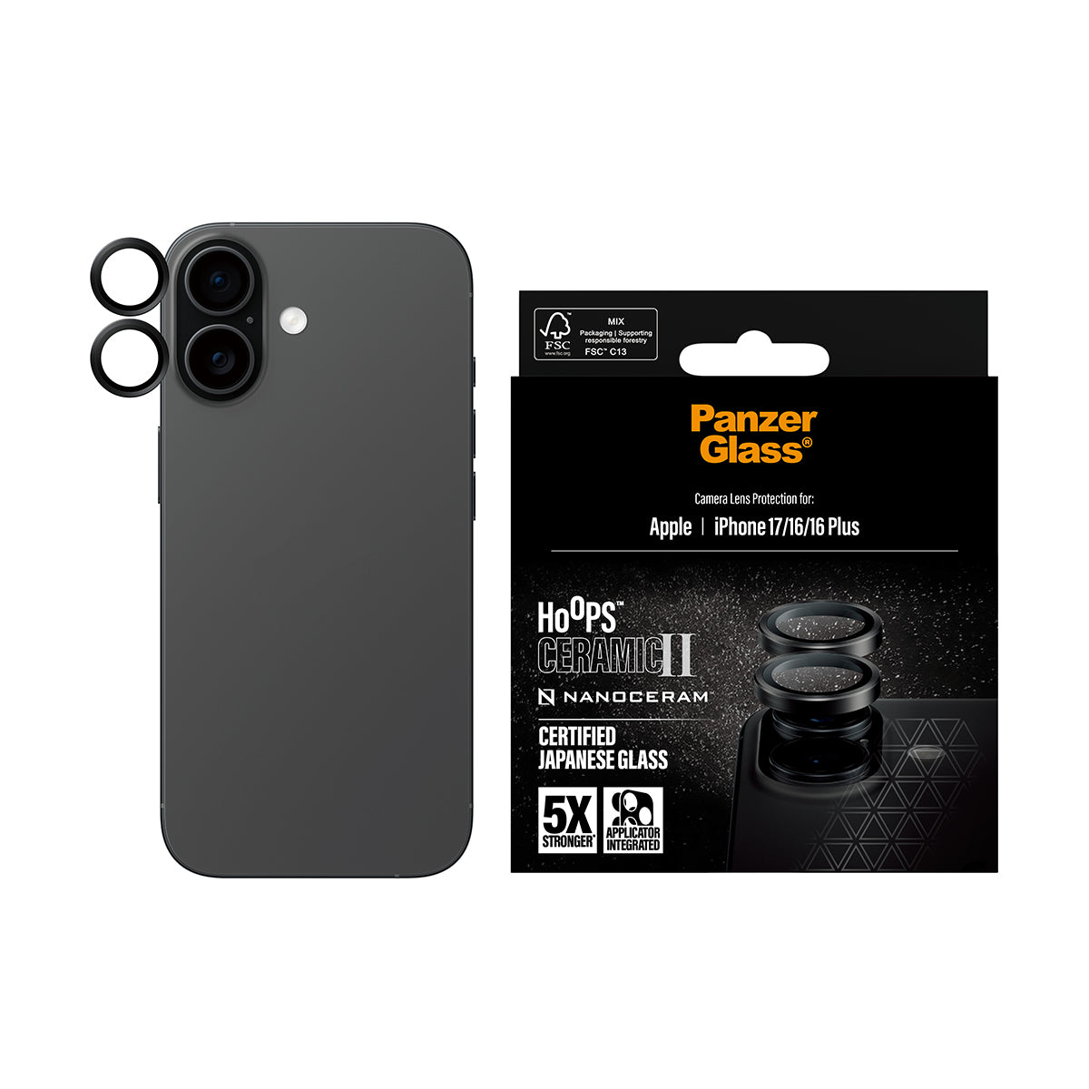 PanzerGlass Halterung – für Apple iPhone 17, 42,46 × 2,1 × 2,1 mm, Hartglas, schwarz