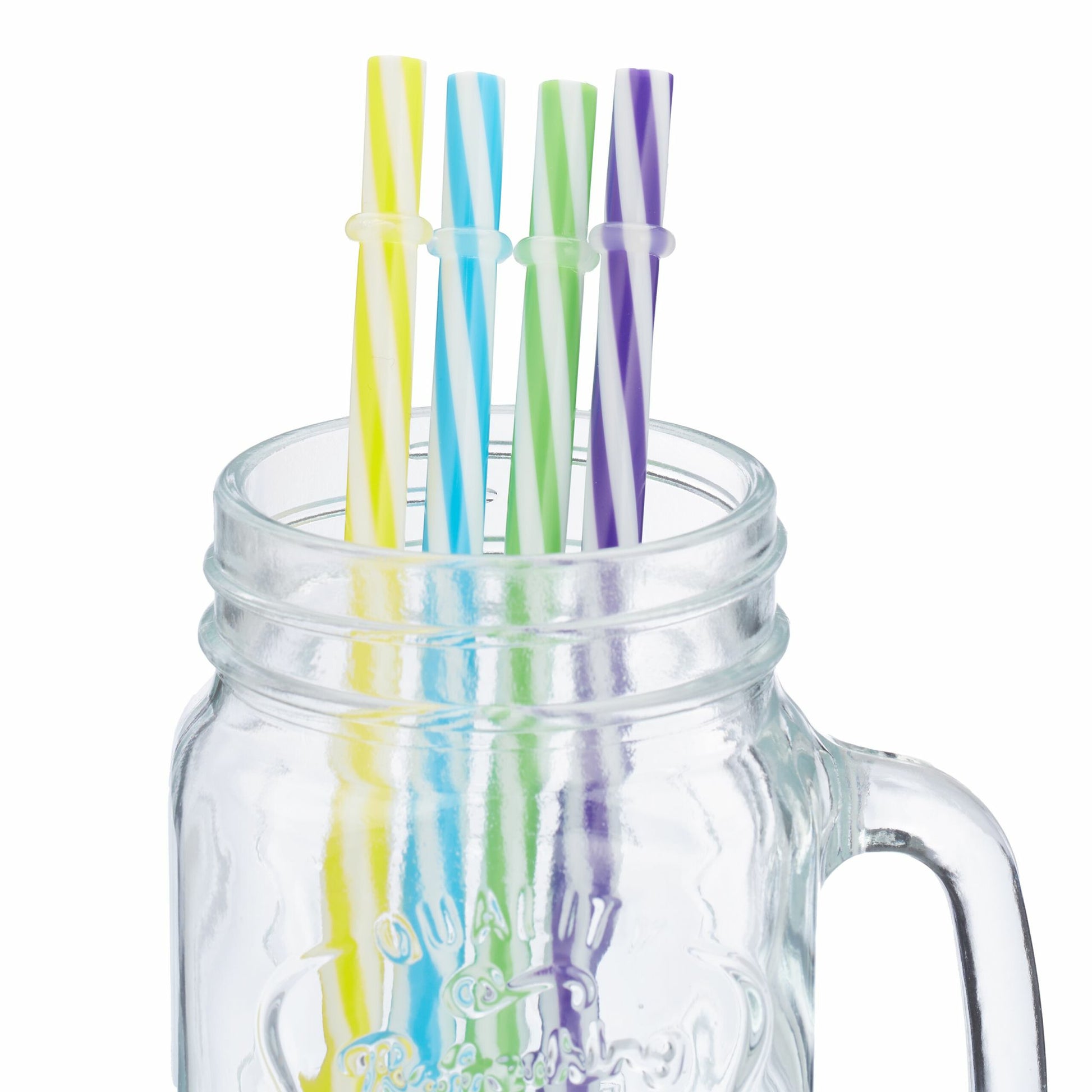 Relaxdays Trinkbecher – 4er Set, 500 ml, Glas, Mehrfarbig, mit Deckel, spülmaschinenfest