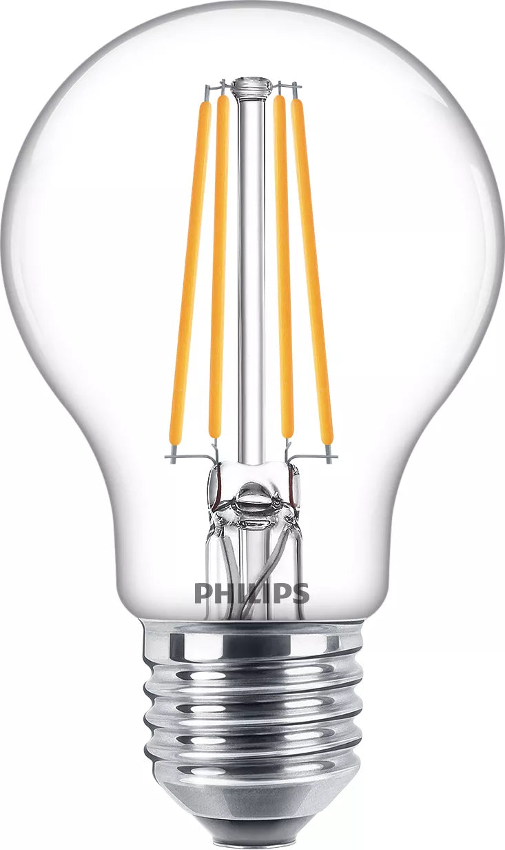 Philips by Signify Philips LED-Leuchtmittel E27 A-Form – Neutralweiss 4000 K, 850 lm, 7 W – IP20 – Transparent