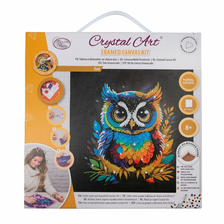 CRAFT Buddy Diamond-Painting-Set Eule – 30 × 30 cm – ab 8 Jahren