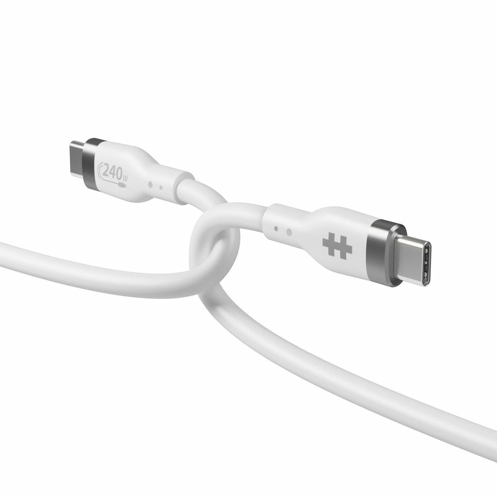 HYPER USB-C auf USB-C Kabel – USB 2.0 (480 Mbit/s) – 1 m – PD 240 W – Silikon – Weiss