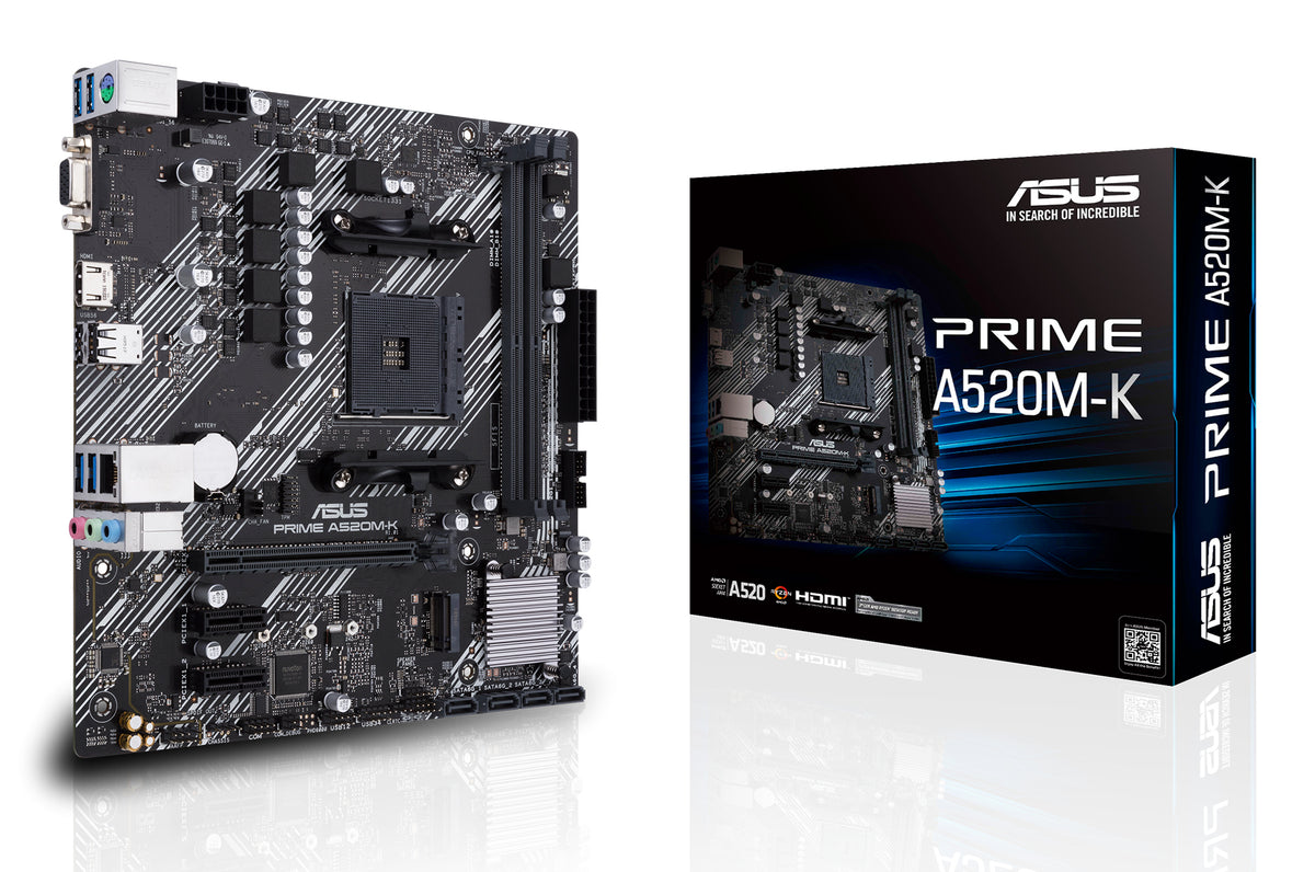 ASUS PRIME A520M-K – Mainboard – Sockel AM4, AMD A520, mATX, DDR4