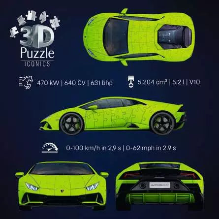Ravensburger Iconics Lamborghini Huracán EVO-Grün – Knobelbox, ab 8 Jahren, mehrsprachig