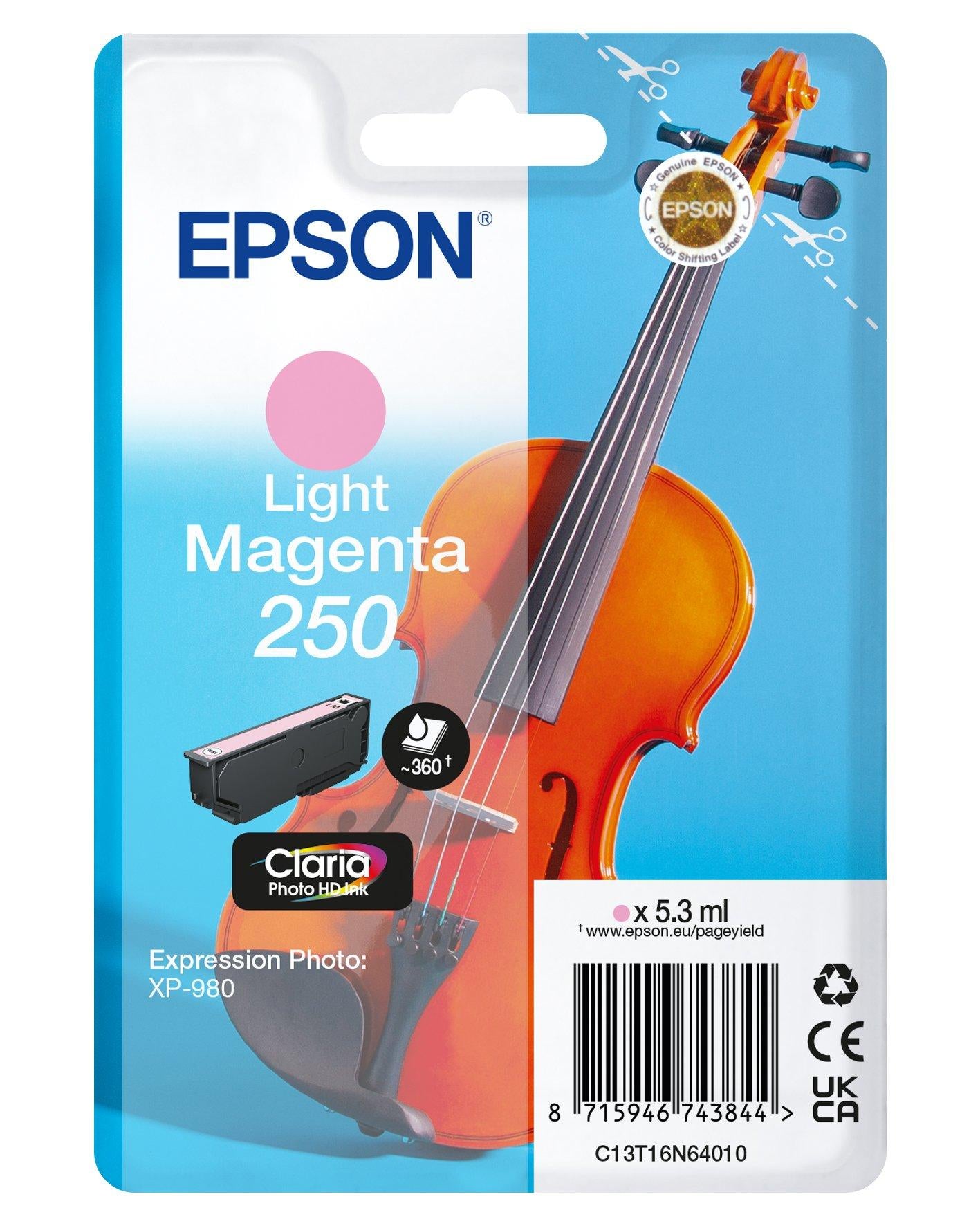 Epson Tintenpatrone 250, Magenta, XL, 5,9 ml, Original – für Expression Photo XP-980