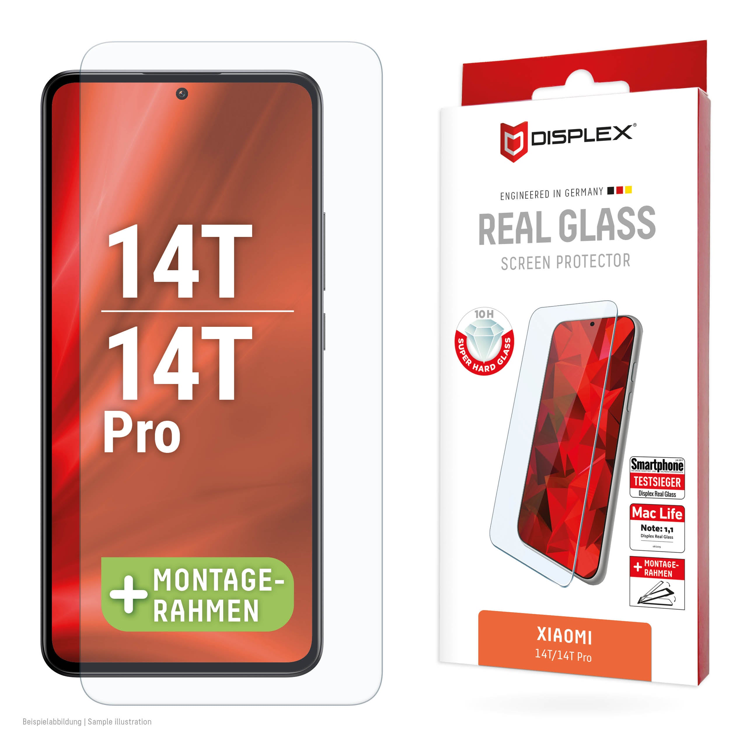 Displex Displayschutz (Panzerglas), 10H – für Xiaomi 14T/14T Pro – mit Applikator