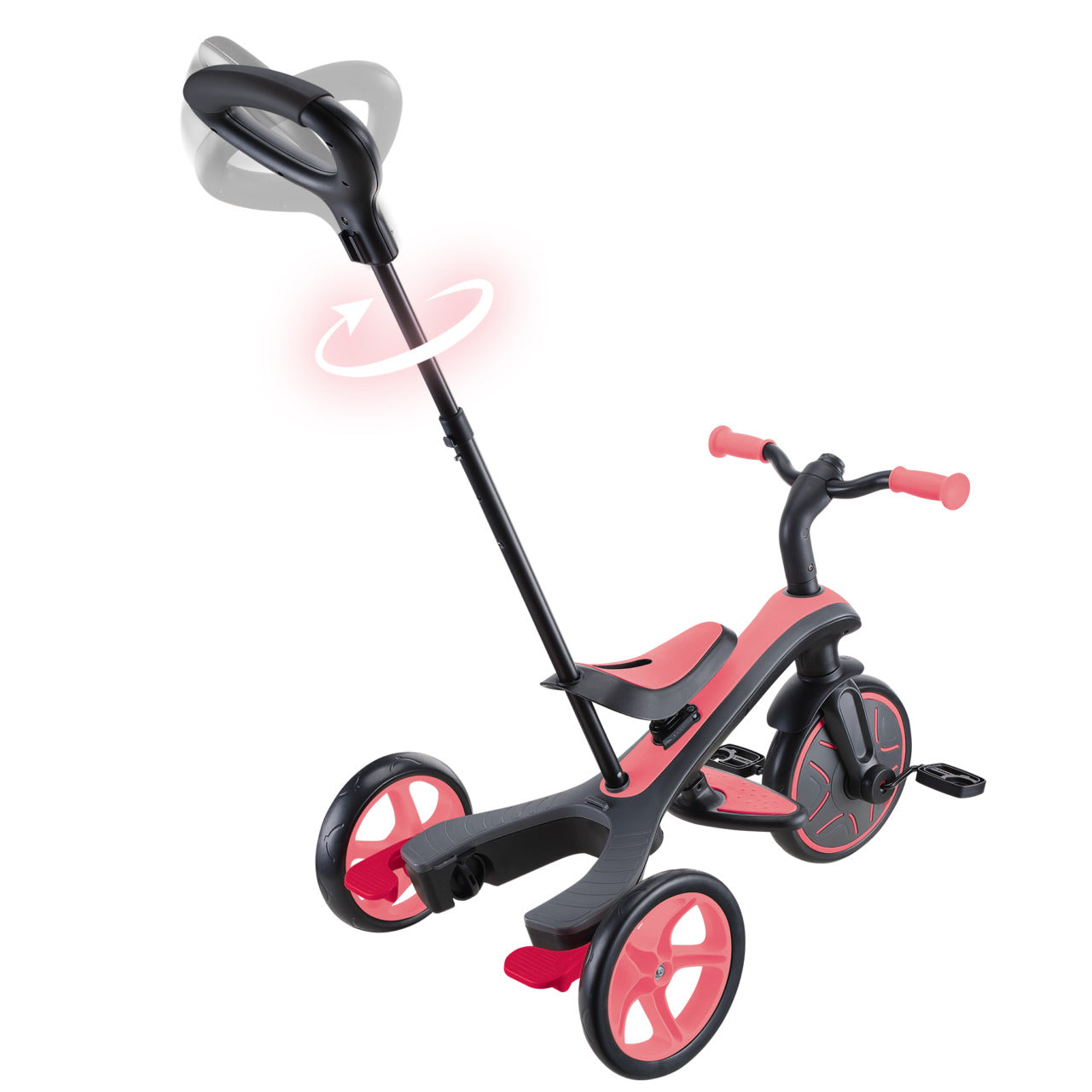 Globber Explorer 4 in 1 Dreirad – Schiebestange, verstellbarer Sitz – ab 10 Monaten – Rosa