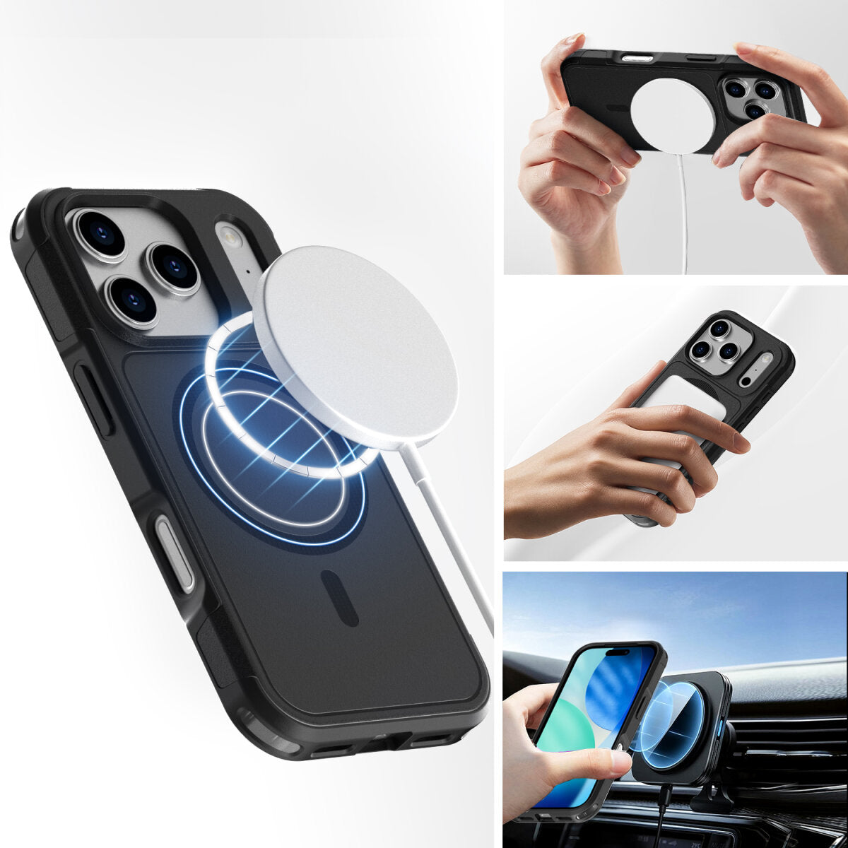 4smarts Backcover Defend – für Apple iPhone 17 Pro – schwarz – TPU/PC – MagSafe-kompatibel