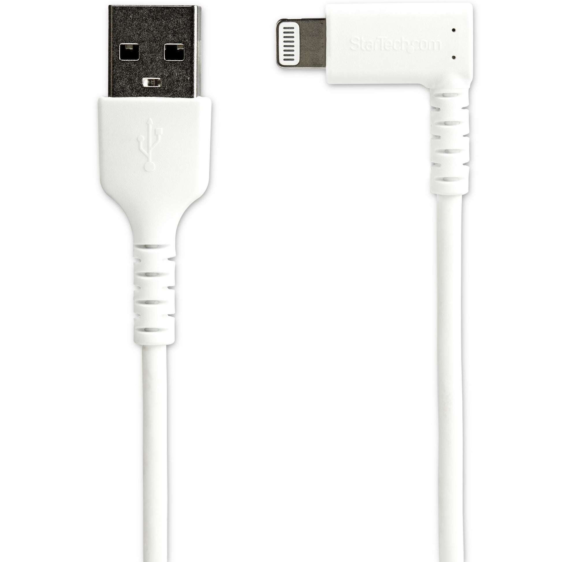 StarTech.com Kabel – USB-A auf Lightning 1 m, MFi-zertifiziert, abgewinkelt, Weiss – für iPhone/iPad