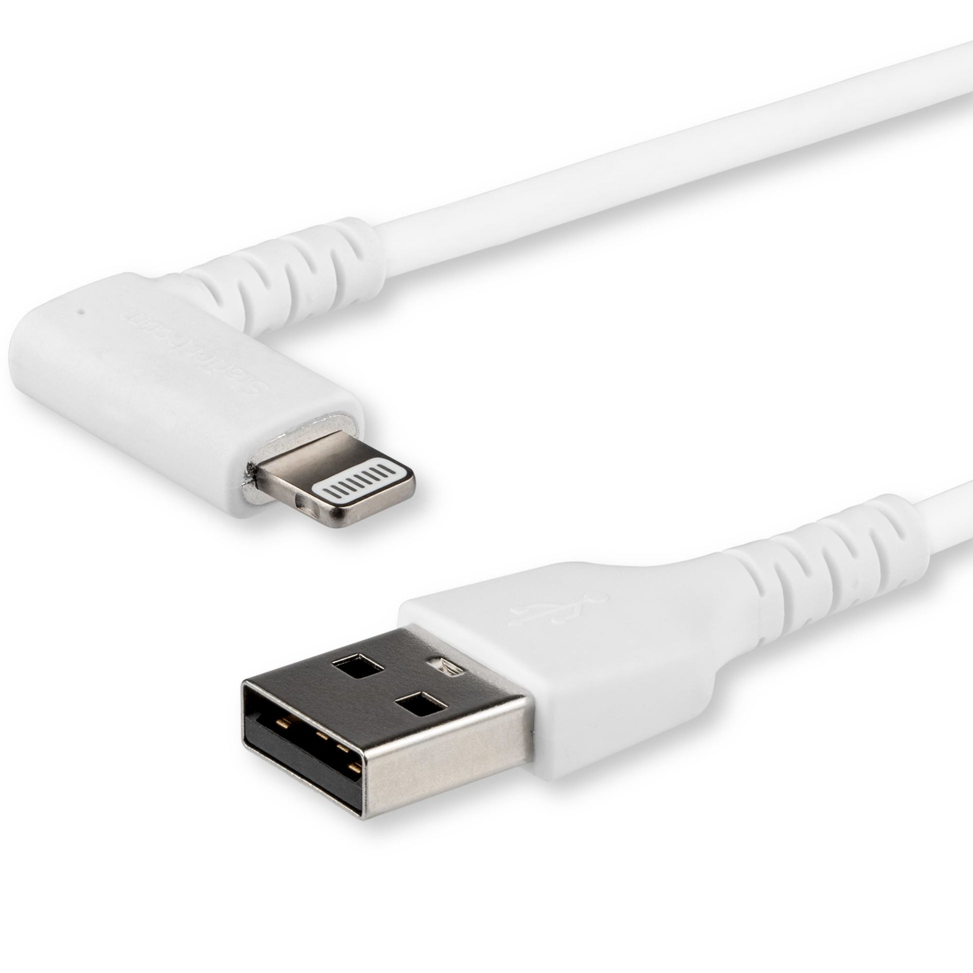 StarTech.com Kabel – USB-A auf Lightning 1 m, MFi-zertifiziert, abgewinkelt, Weiss – für iPhone/iPad
