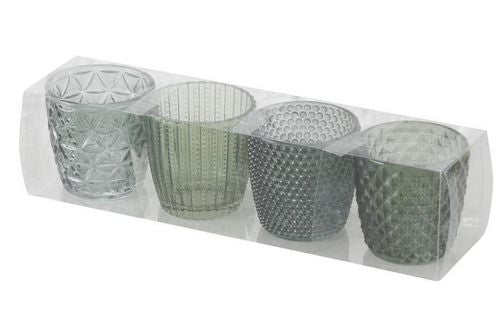 Boltze Marilu Windlicht – Glas, Grün – Ø 7,5 × 7,5 cm – 4-teilig