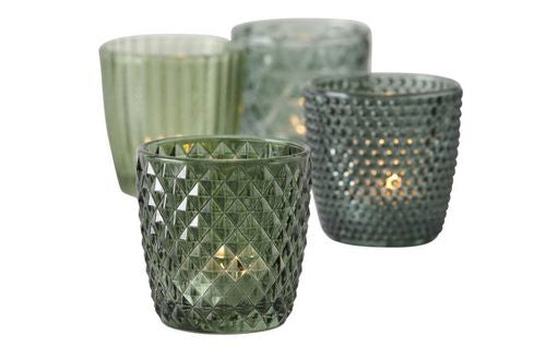 Boltze Marilu Windlicht – Glas, Grün – Ø 7,5 × 7,5 cm – 4-teilig