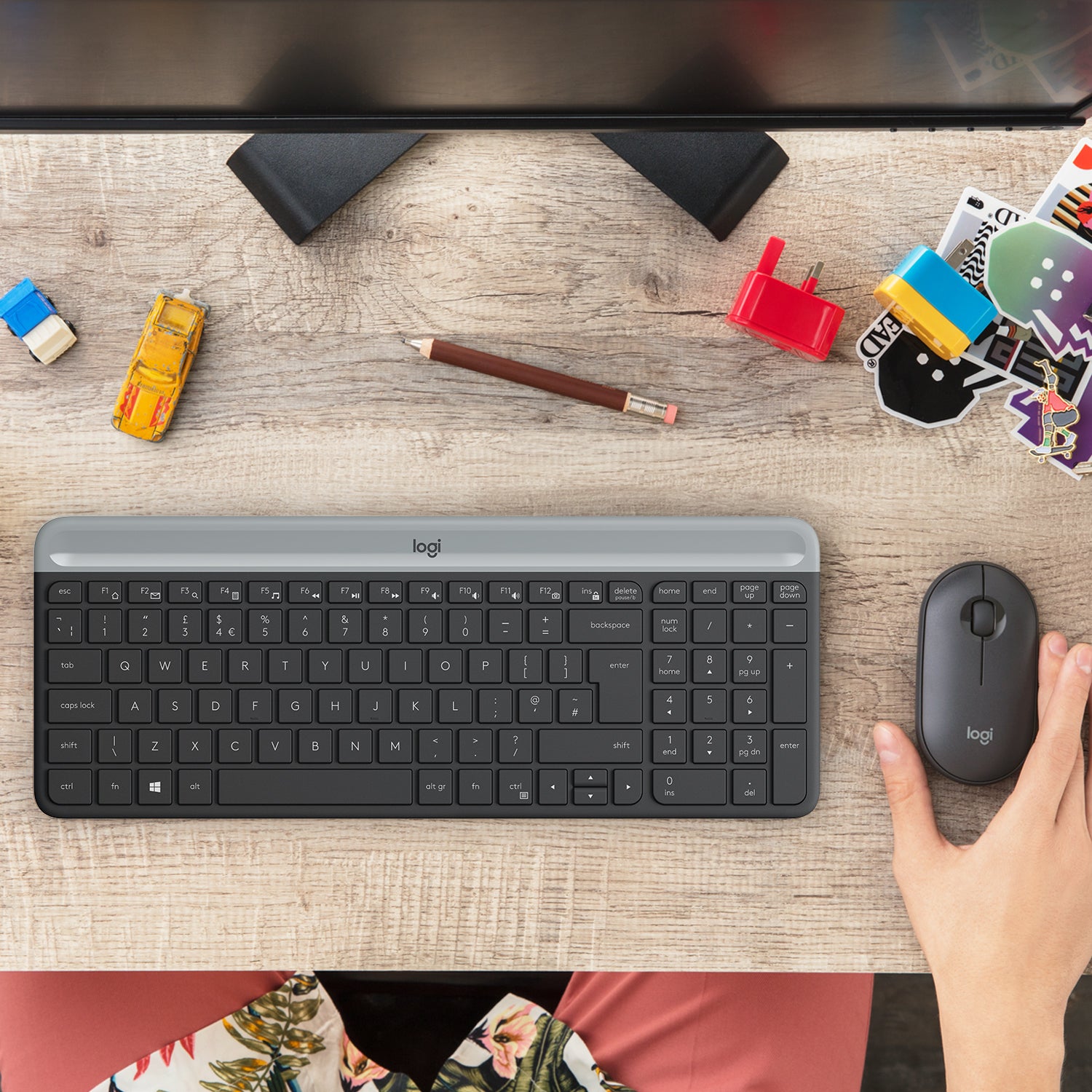 Logitech MK470 – Tastatur, kabellos (2,4 GHz), CH-Layout (DE-CH), Graphit