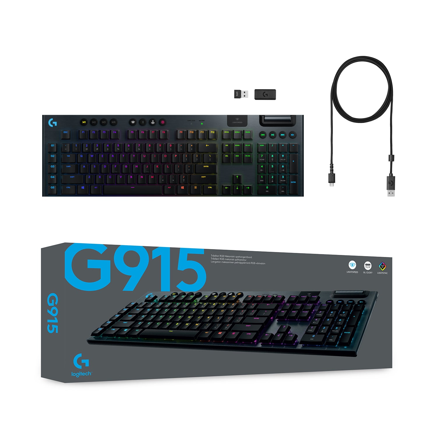 Logitech G G915 LIGHTSPEED – Tastatur-Maus-Set – Mechanisch – Bluetooth & 2,4 GHz – RGB – QWERTY (IT)