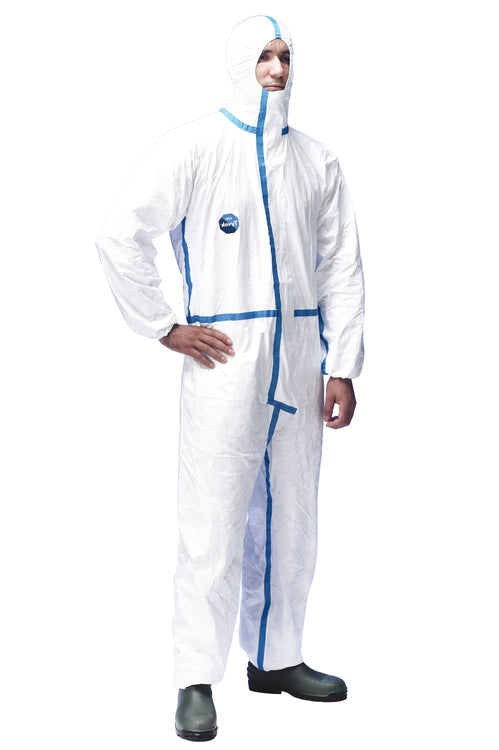 DuPont Tyvek – Schutzanzug 600 Plus – L – Weiss, mit Kapuze, Daumenschlaufen, genähte und überklebte Nähte