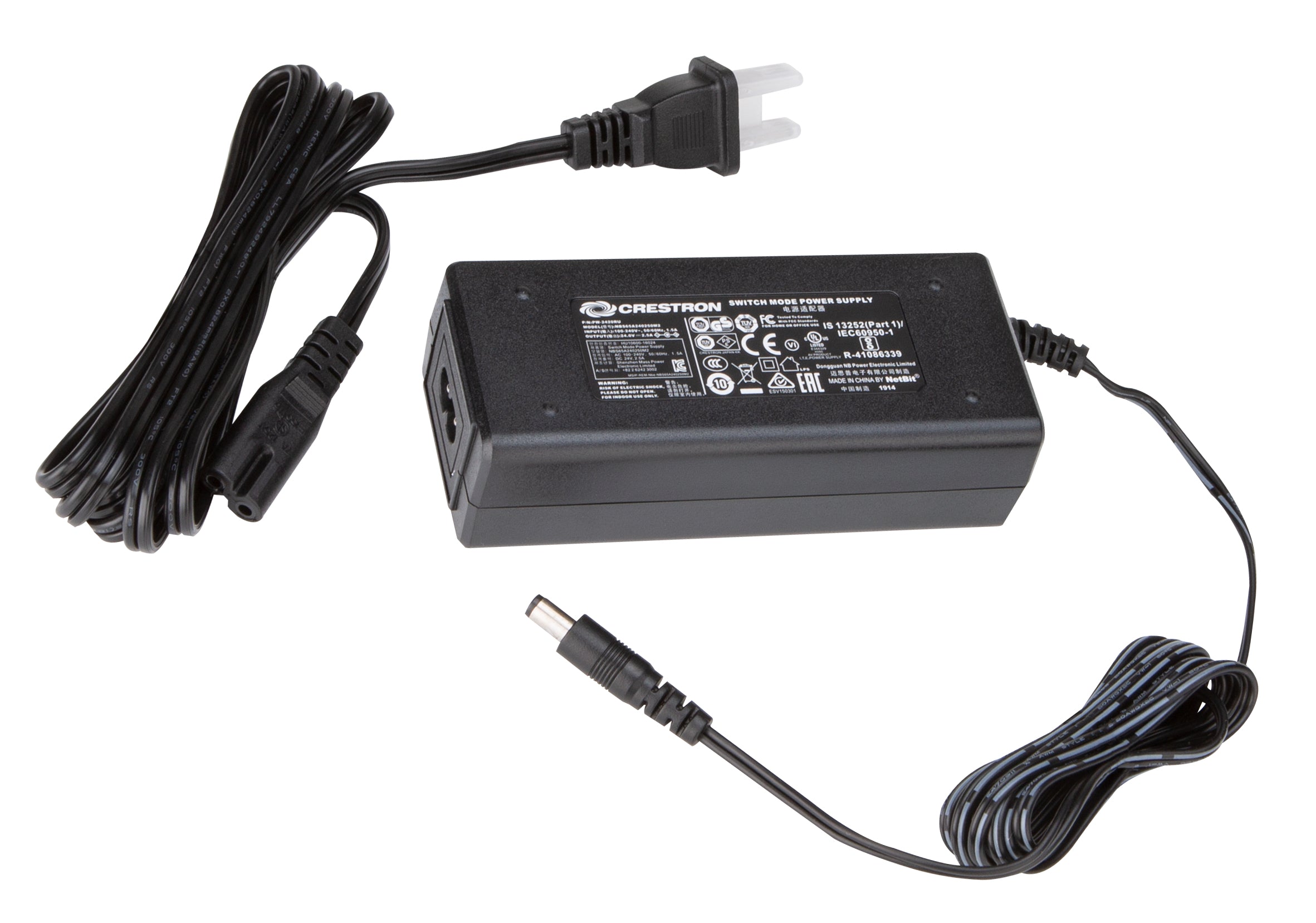 Crestron PW-2420RU Netzteil 60 W (24 V, 2,5 A) – 2,1 mm Hohlstecker – für Crestron-Geräte – schwarz