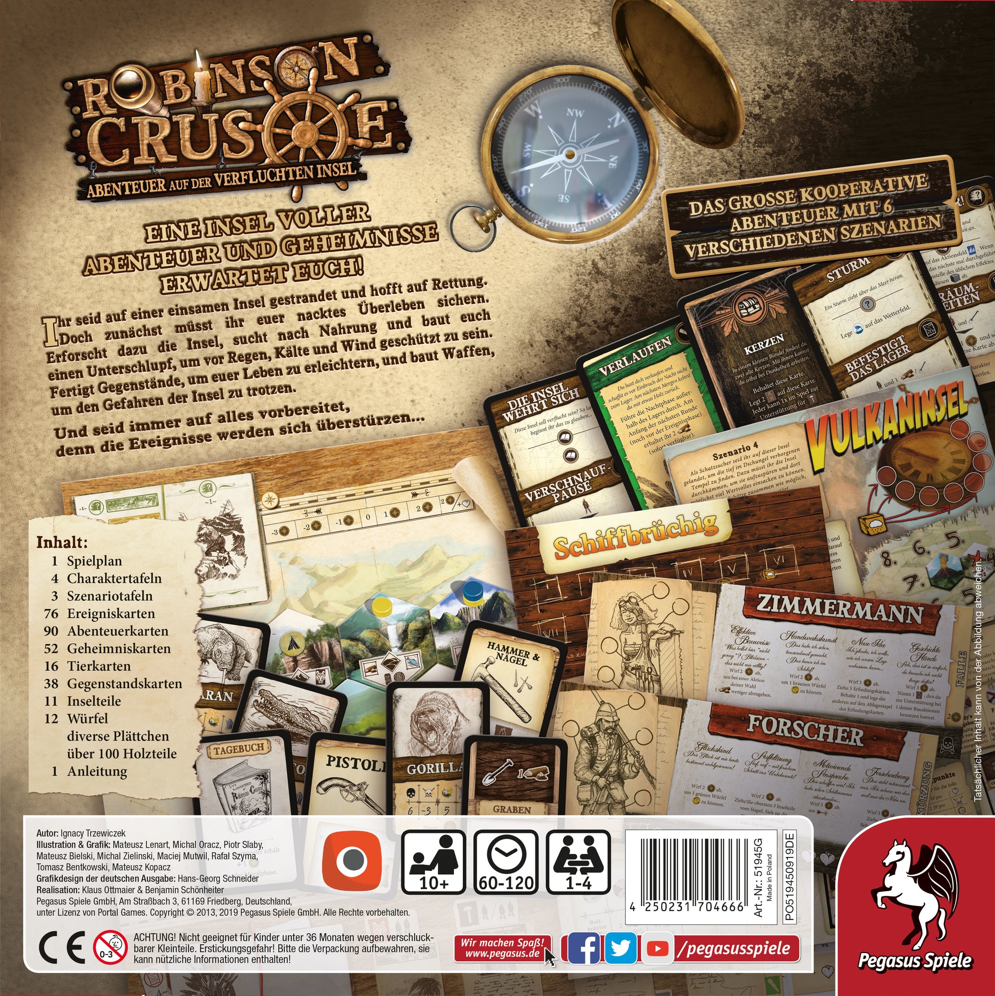 Pegasus Robinson Crusoe – Brettspiel, 1–4 Spieler, ab 10 Jahren, 120 Min., DE