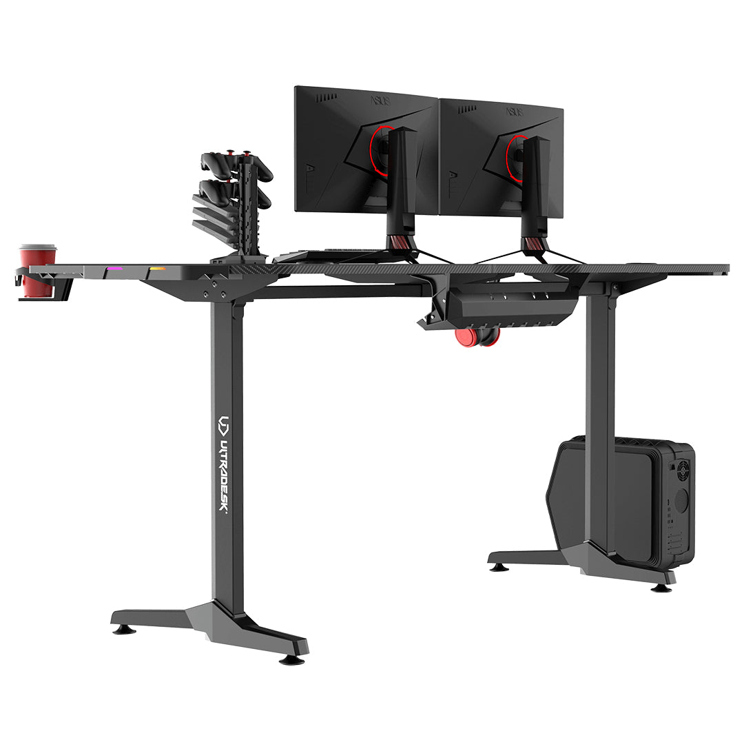 Ultradesk Rollbarer Computertisch, 1'750×750×760 mm, bis 100 kg, LED-RGB, schwarz/rosa