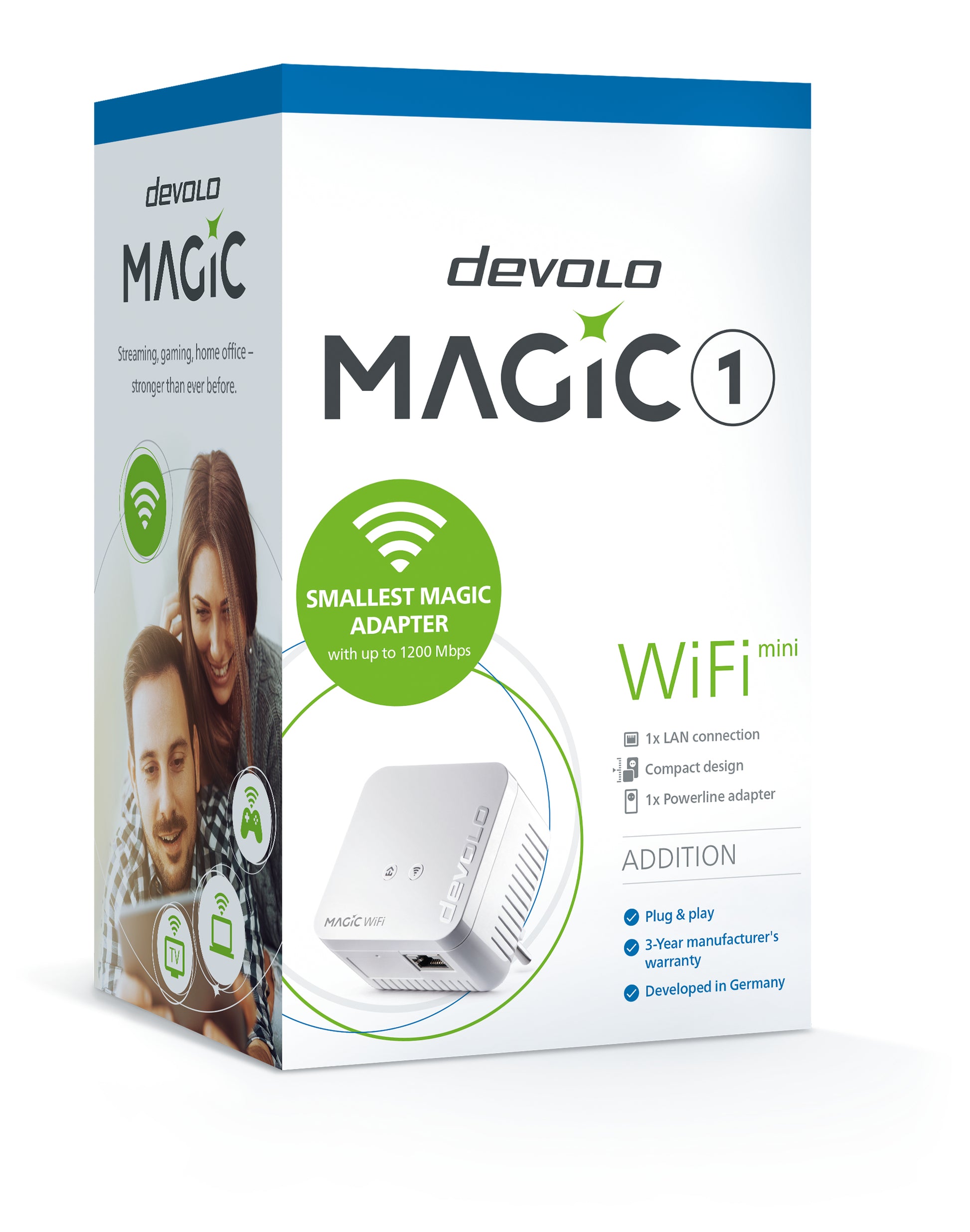 Devolo Magic 1 WiFi mini Powerline-Adapter – Powerline 1200 Mbit/s, Wi-Fi 4 – für devolo Magic
