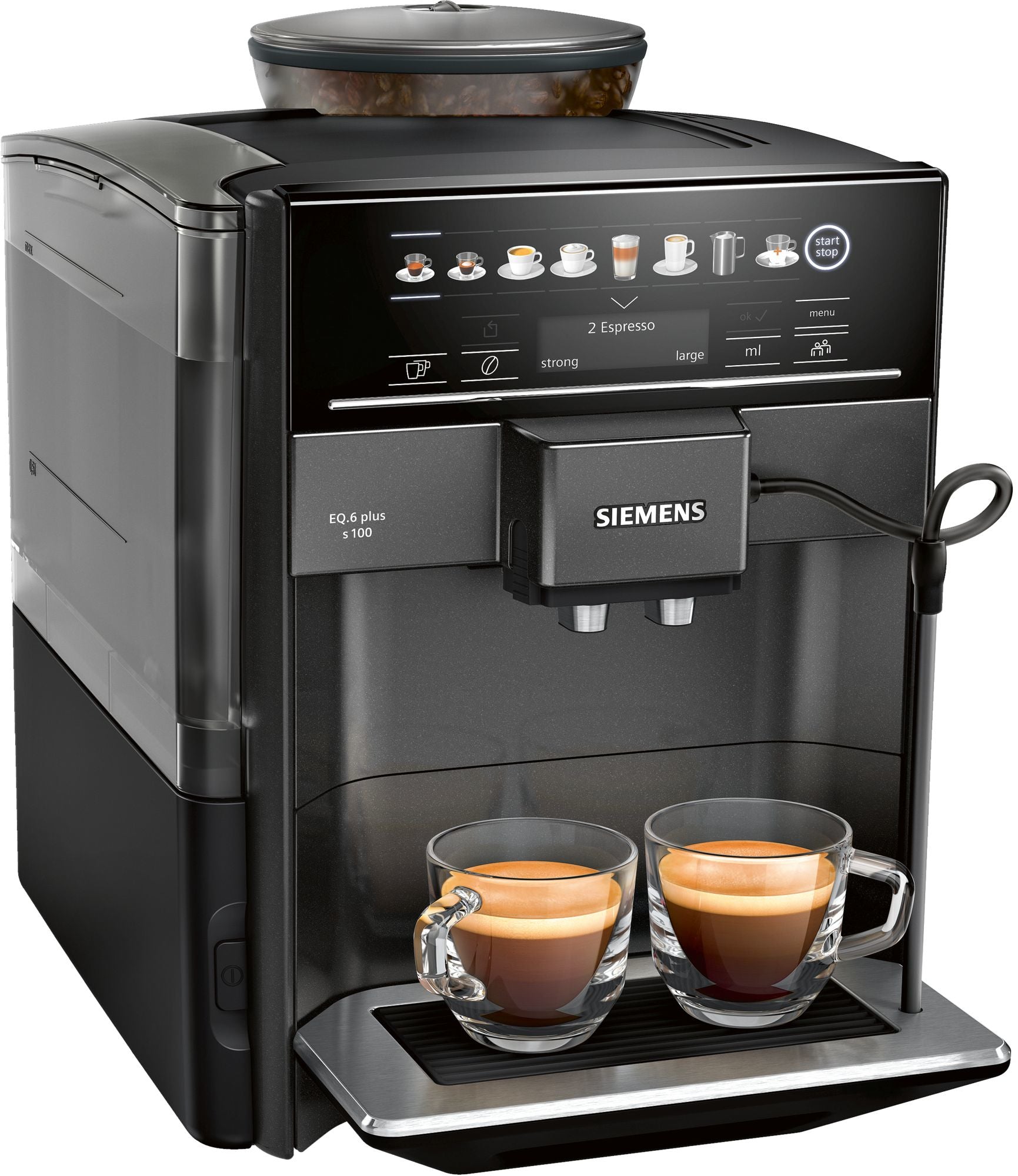 Siemens EQ.6 plus s100 TE651319RW Kaffeevollautomat – 1,7 l, 300 g Bohnenbehälter, 15 bar, Schwarz