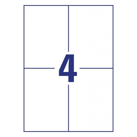Avery 6124 – Etiketten A4 105 × 148 mm – Papier, weiss – permanent haftend – Laser/Inkjet – 4/Blatt, 10 Blätter