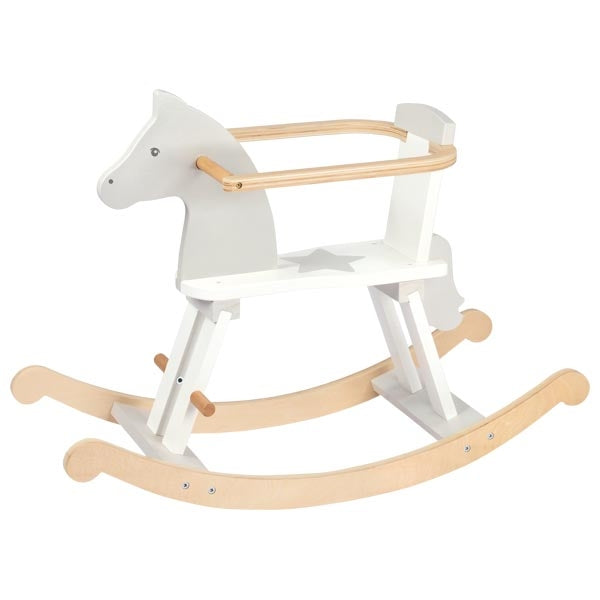 Goki Schaukelpferd – 78 × 57 × 30,5 cm – ab 1 Jahr – Holz, weiss/beige