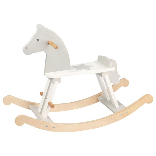 Goki Schaukelpferd – 78 × 57 × 30,5 cm – ab 1 Jahr – Holz, weiss/beige