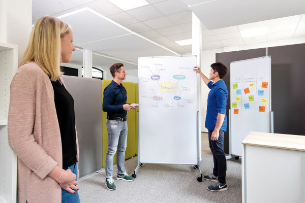 MAUL Whiteboard – 75 × 180 cm, Melamin, magnetisch, Aluminiumrahmen, mobil