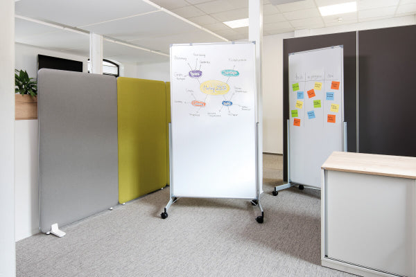 MAUL Whiteboard – 75 × 180 cm, Melamin, magnetisch, Aluminiumrahmen, mobil