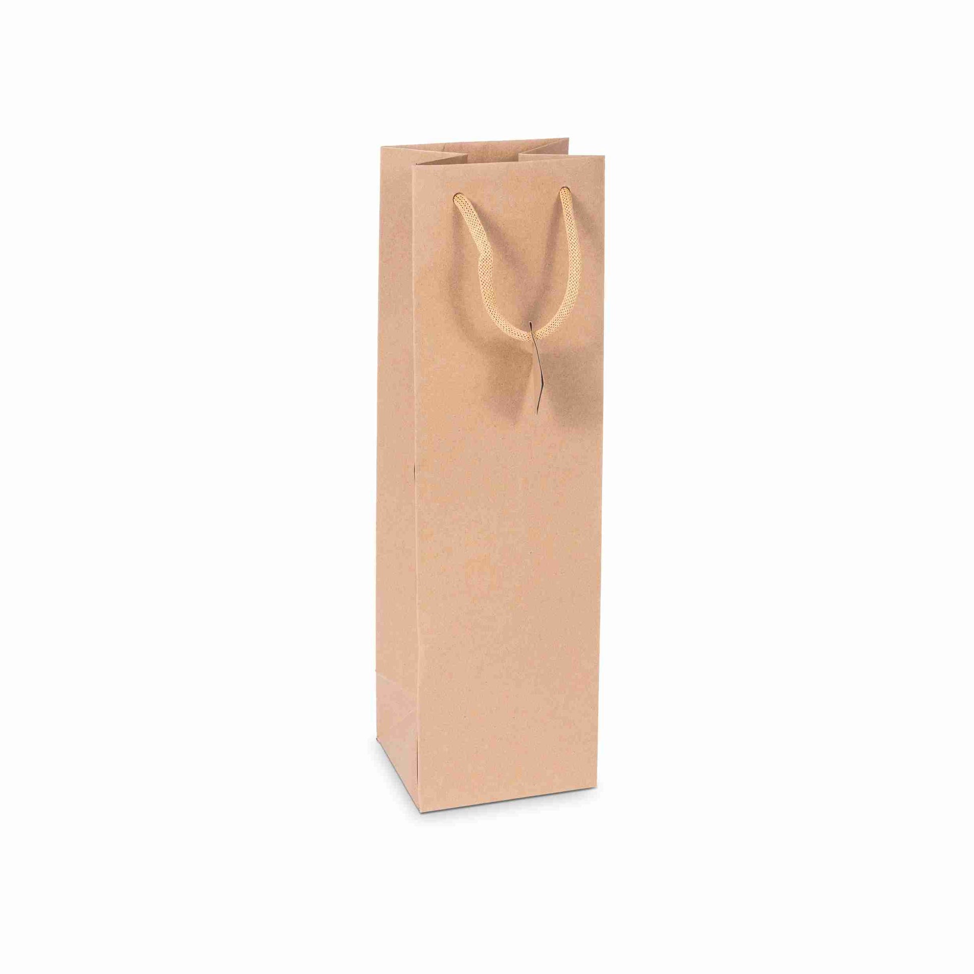 Model Papiertragetaschen natur – 120 × 440 × 114 mm – mit Kordel – 1 Stk., ab 20 Stk.