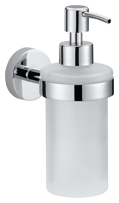 TESA Smooz – Seifenspender, 200 ml, für Seife und Desinfektionsmittel, Wandmontage, Glas, Weiss