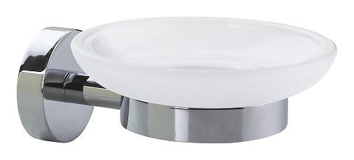 tesa Smooz Seifenhalter – Klebemontage – 11 × 5,2 × 13 cm – Weiss – Glas