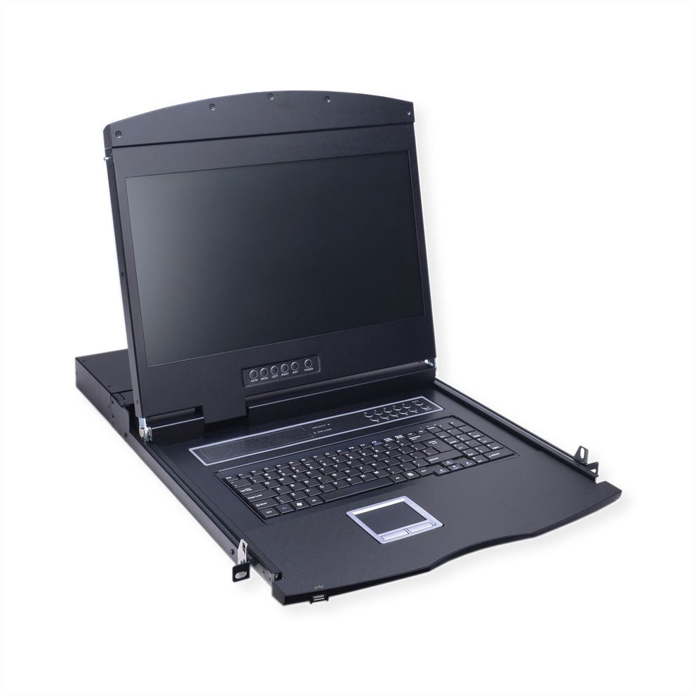 VALUE 19" Rack-LCD-Konsole – 8-Port VGA KVM, 1366 × 768, DE-Layout – 1U