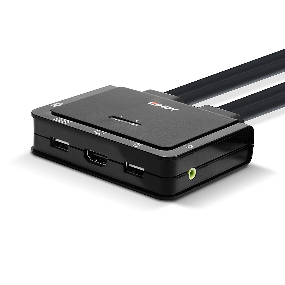 Lindy KVM-Switch 2×1, HDMI/USB 2.0, 18 Gbit/s, Audio