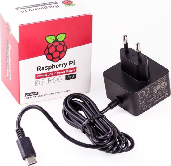 Raspberry Pi 15 W USB-Netzteil – EU-Stecker (Typ C) – für Raspberry Pi 4 Model B – Schwarz