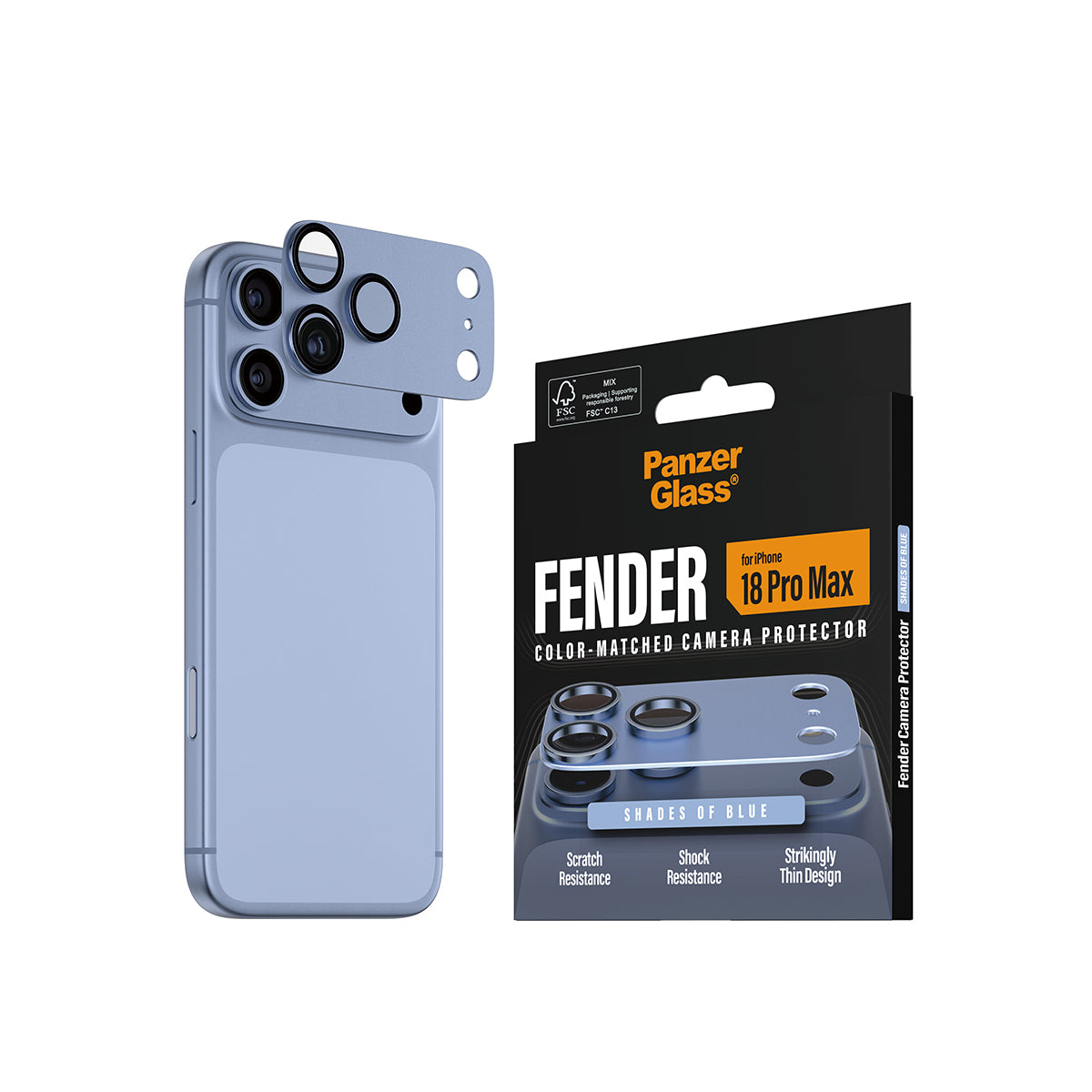 PanzerGlass Kameralinsenschutz – für iPhone 18 Pro Max – Blau, Aluminium