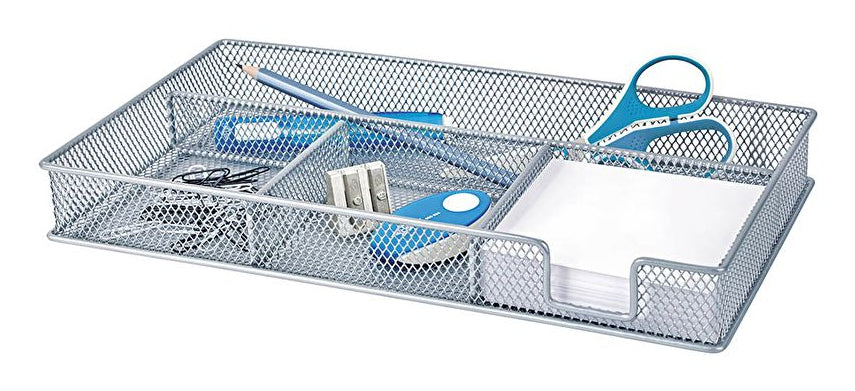 Wedo Stifteköcher – 4 Fächer, silber, Metall