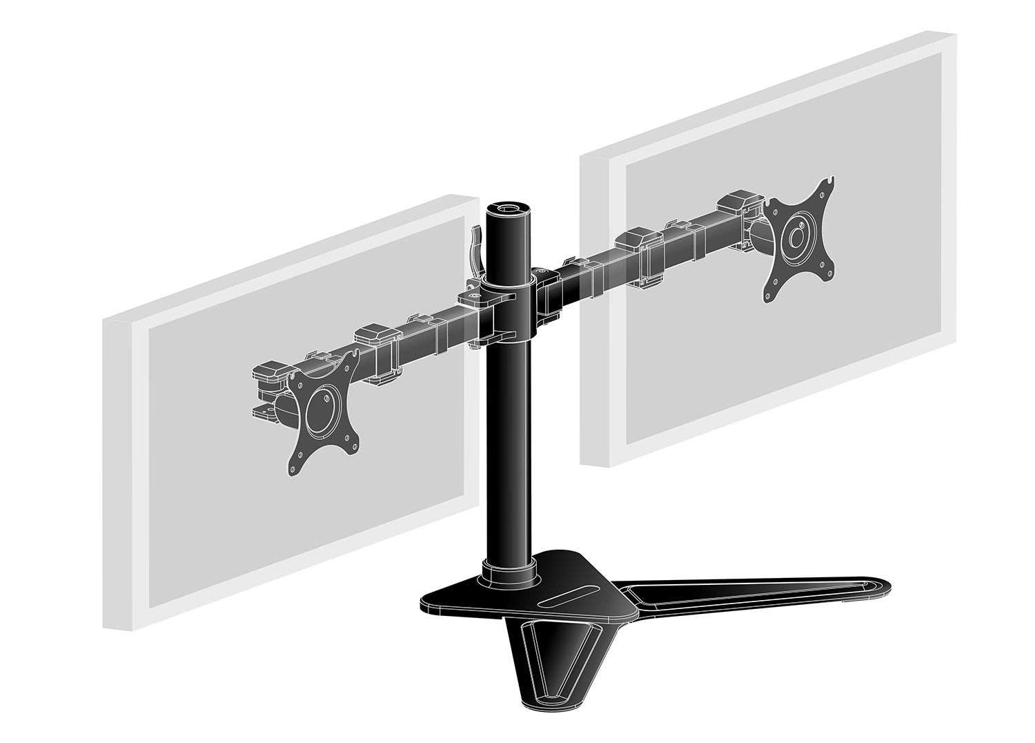 iiyama Monitorarm Tischhalterung – Klemme/Durchführung – 2 Monitore – 10–30" – VESA 75×75/100×100 mm – bis 1