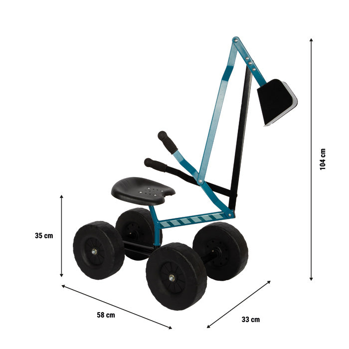 Small foot Bagger mit Rädern – 33 × 58 × 104 cm – Metall/Kunststoff – Blau – ab 3 J.