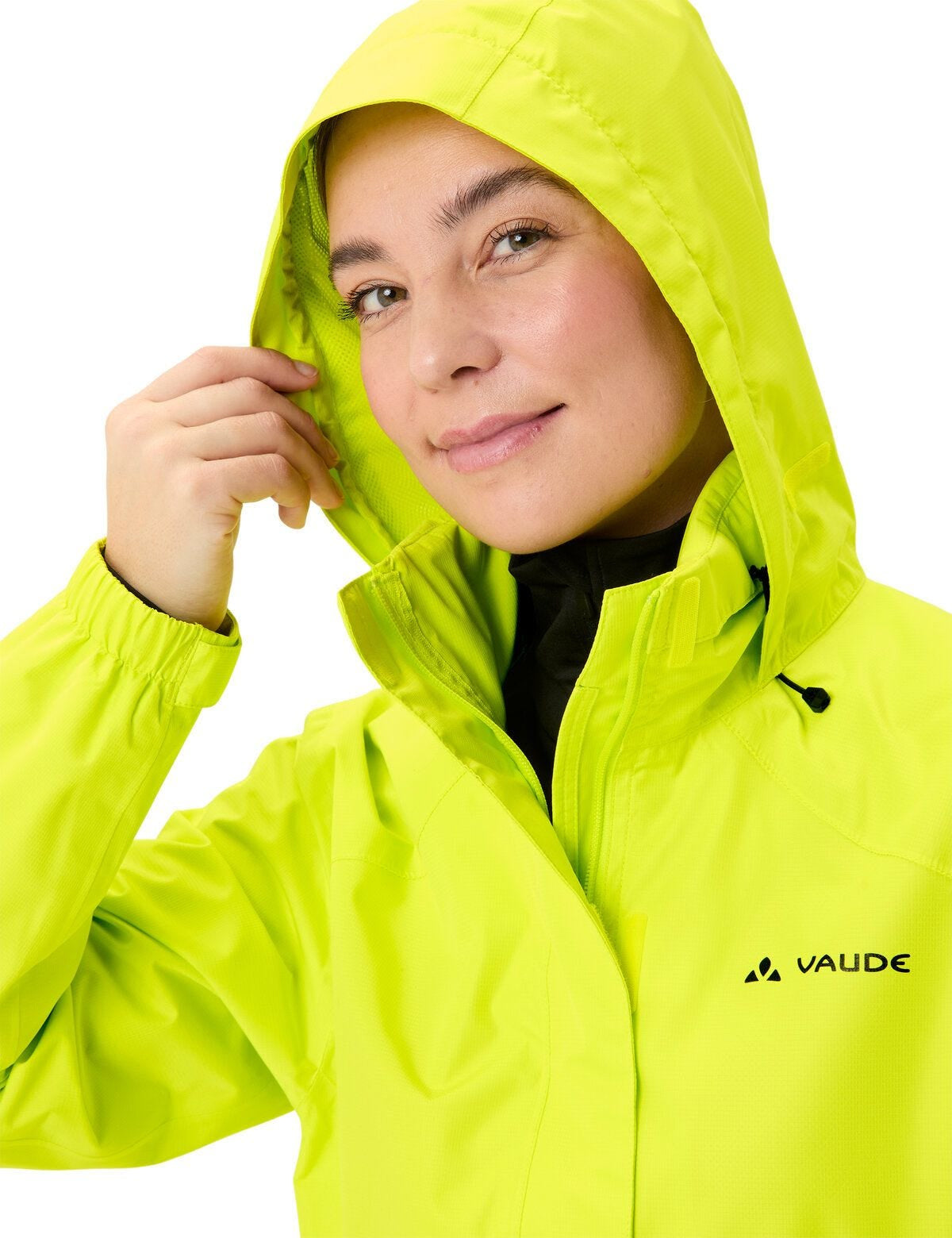 VAUDE Regenjacke – Grösse 36 – Gelb/Grün, Polyester, Wasserdicht, mit Kapuze