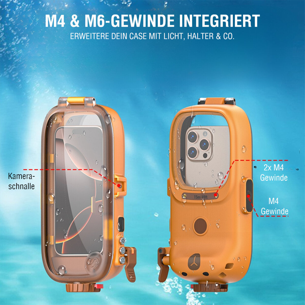 4smarts Wasserdichte Smartphone-Tasche – für Smartphones – Orange – Kunststoff – wasserdicht (15 ATM)
