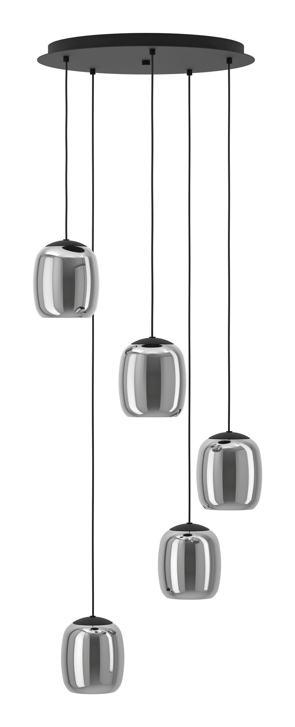 EGLO Pendelleuchte Ciampino – Ø 54 × 150 cm, 140 W, schwarz, 5× E27, exkl. Leuchtmittel