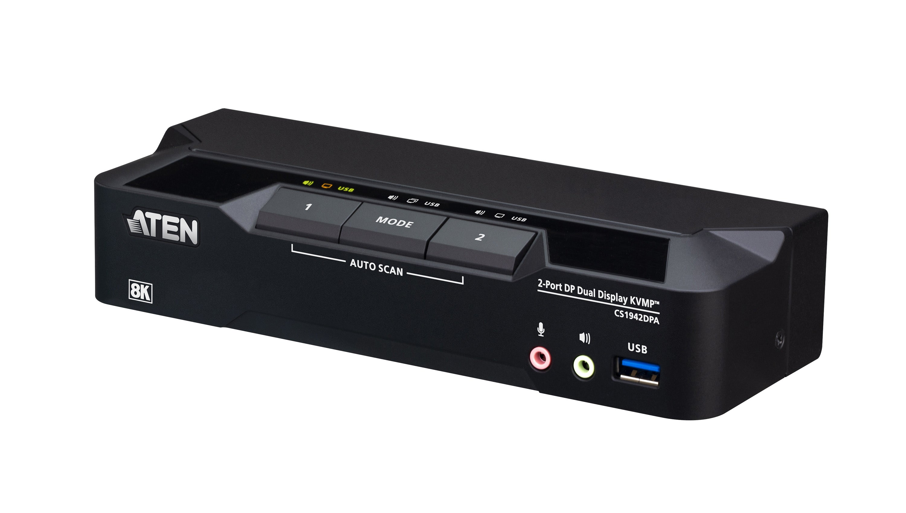 ATEN CS1942DPA – KVM-Switch – 2-Port, Dual-Display (2×DP), 8K/60 Hz, USB 3.1 Gen1 (5 Gbit/s)