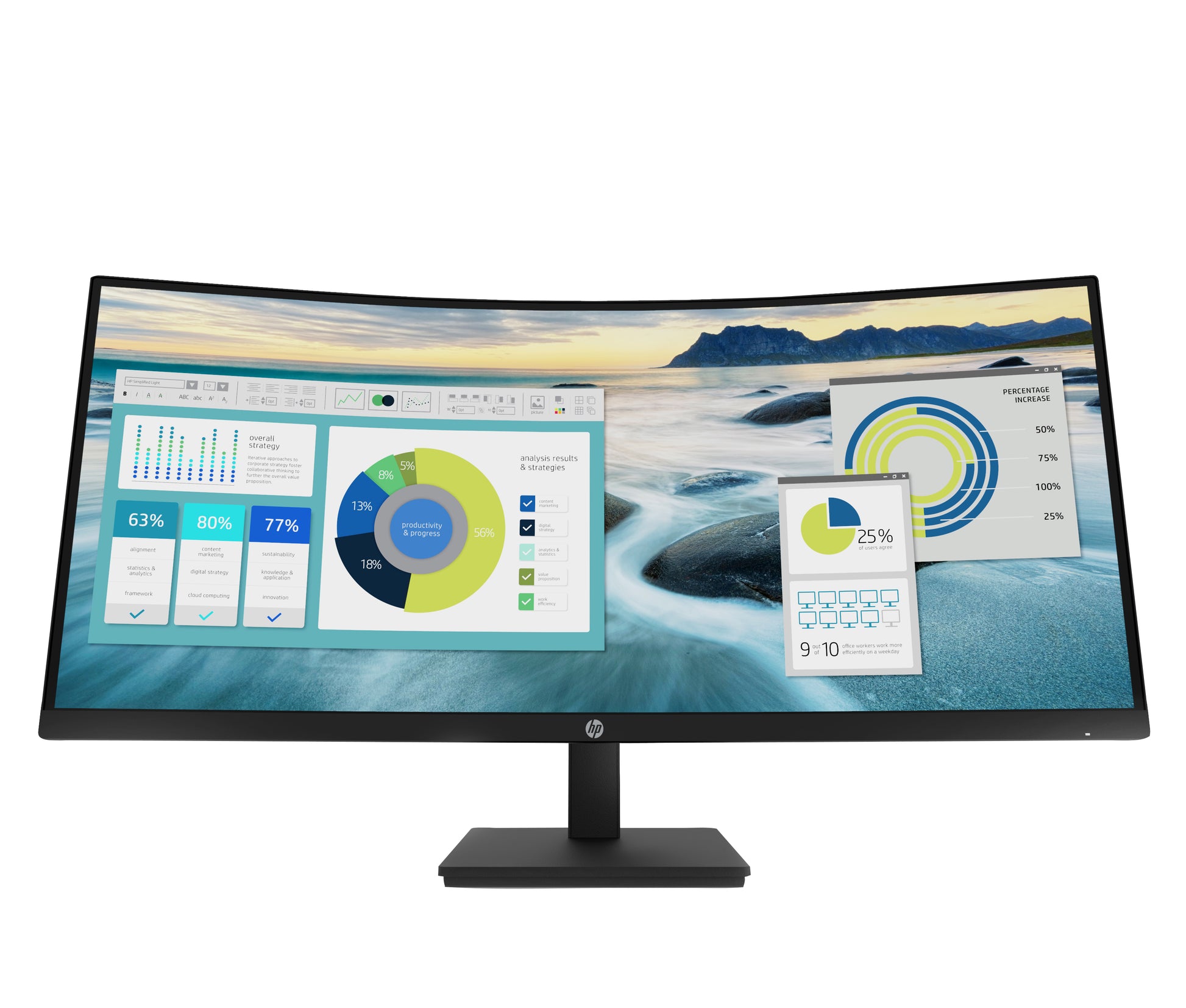 HP P34hc G4 – 34" Gebogener 1500R, 3440 × 1440 (UWQHD), VA, USB-C 65 W